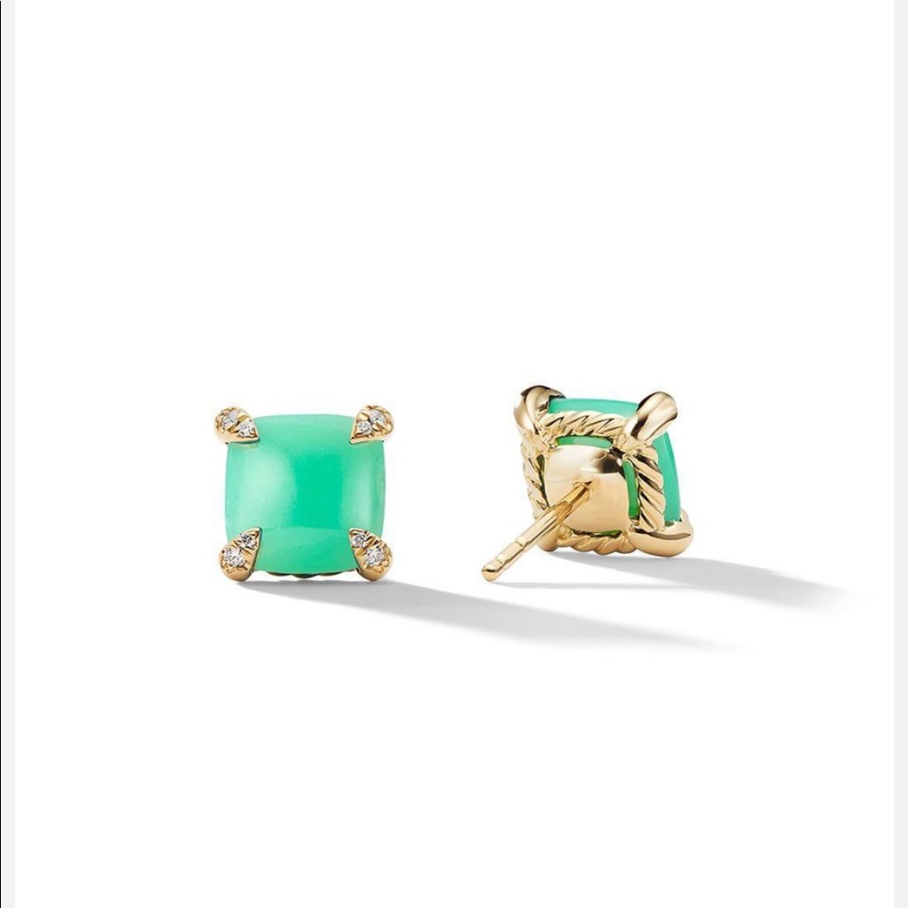 Châtelaine Earrings with Chrysoprase and Diamonds in 18K Gold Never Worn